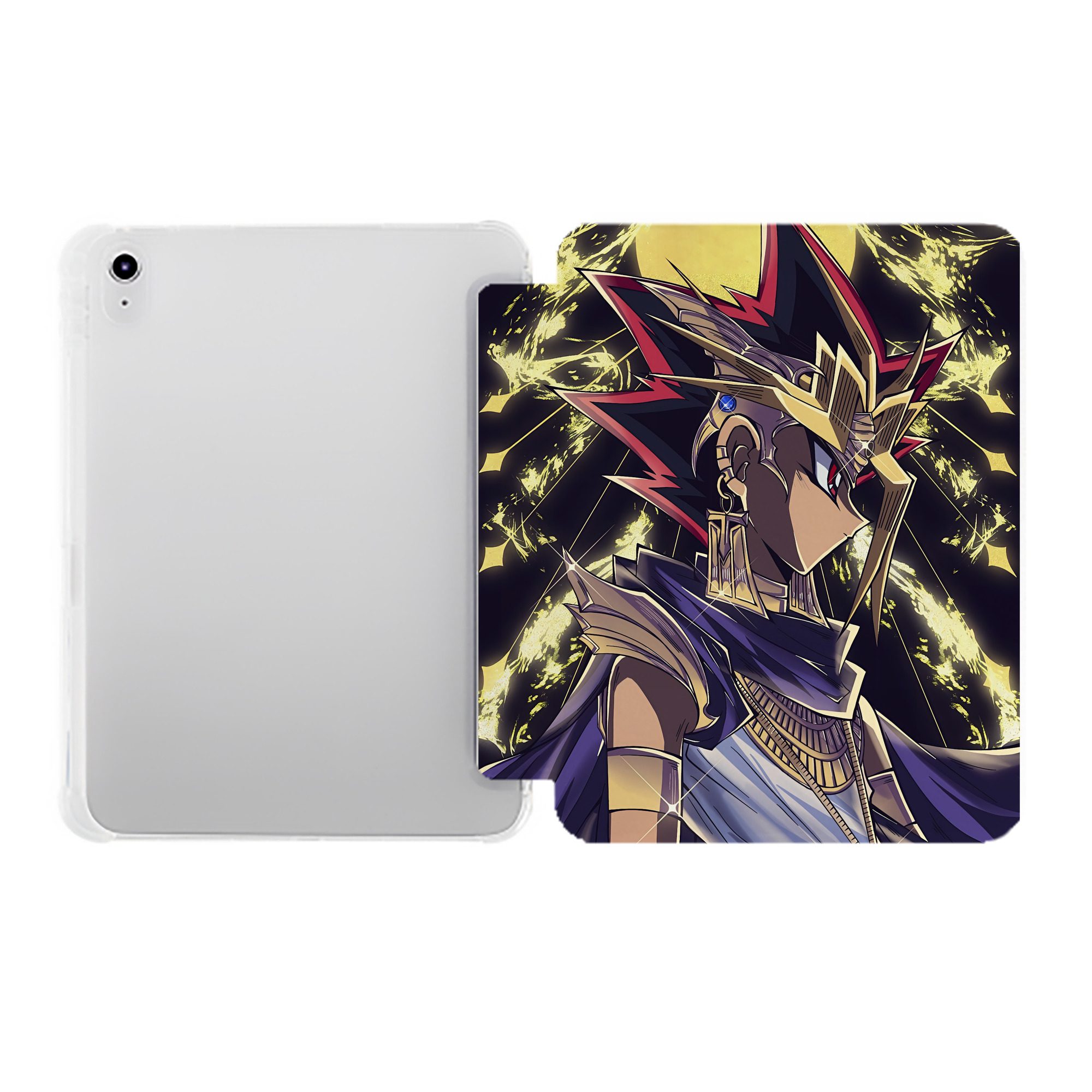 （画像用） 遊☆戯☆王 Yu-Gi-Oh! IPad ケース ペン収納付き 三つ折りスタンド PUレザー×シリコン 対応機種9.5/10.5/10.9インチ